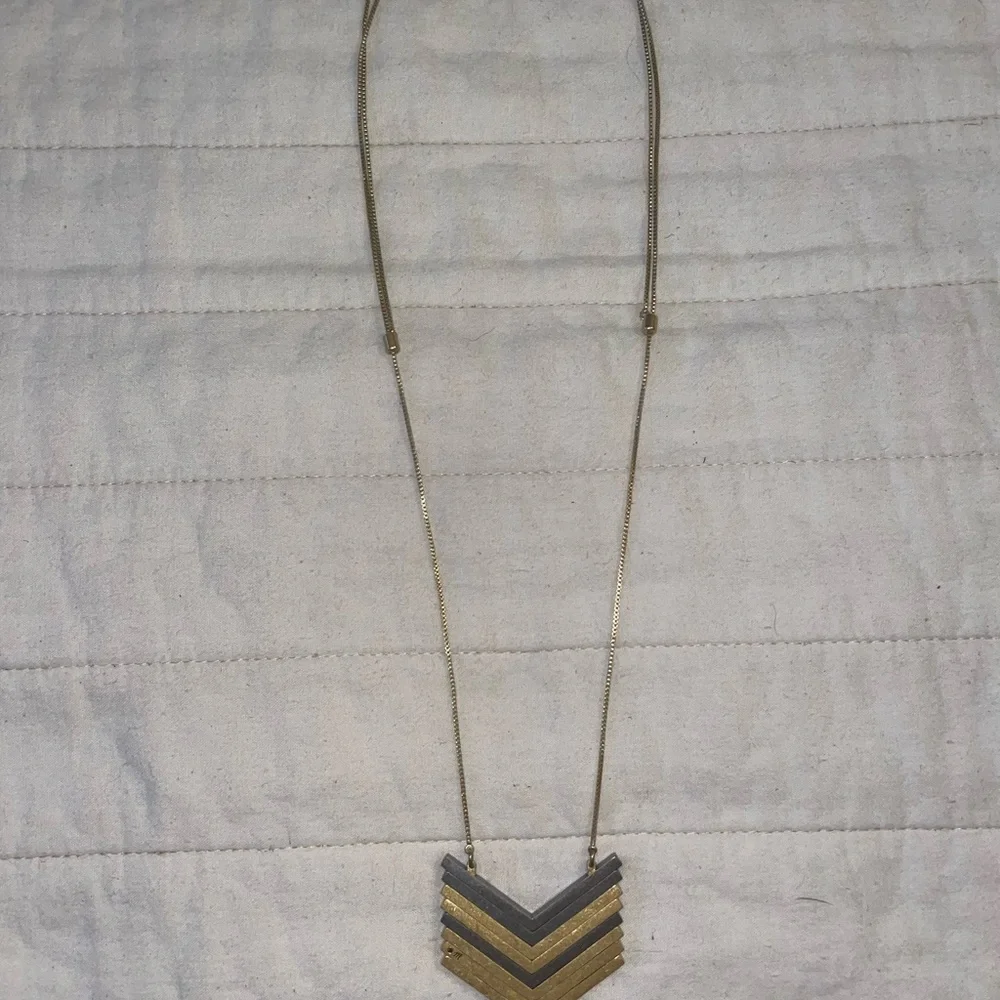 Madewell Gold and Silver tone Chevron Necklace Adjustable Chain - Picture 2 of 13
